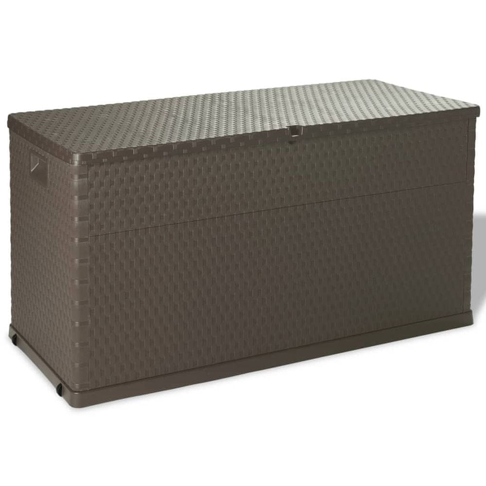 Vidaxl Záhradný úložný box, hnedý 120x56x63 cm, PP ratan